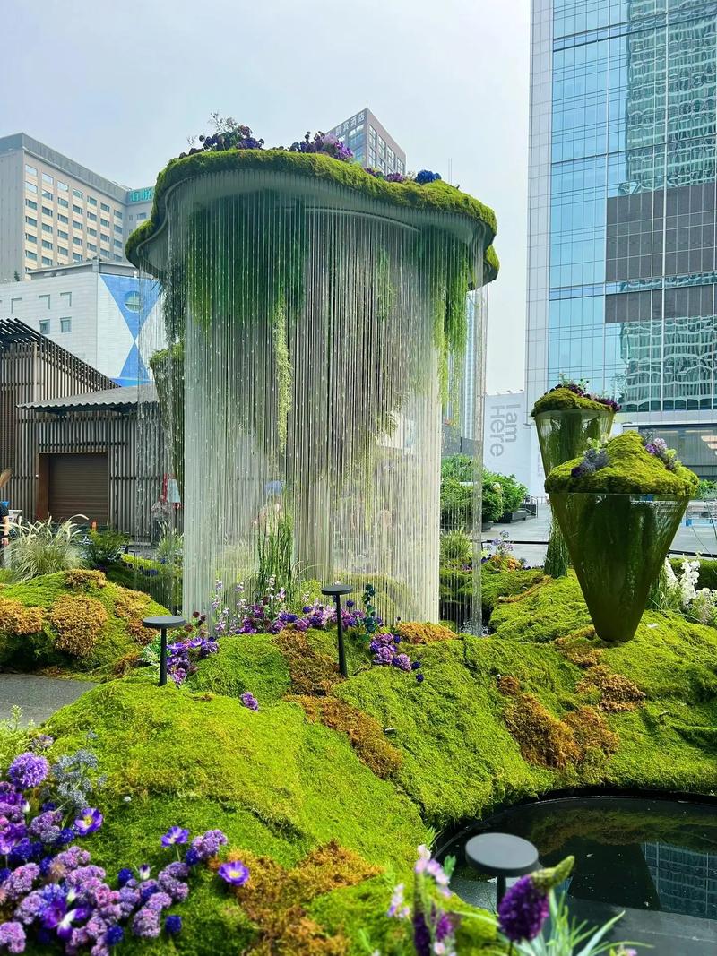 拉线水帘 成都水景工厂中的灵动艺术与花艺工程的完美融合